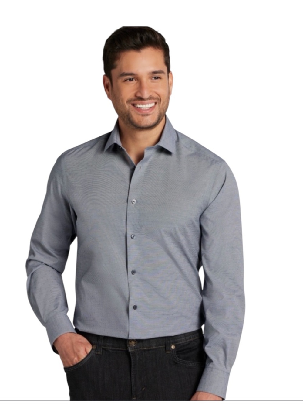 Marc Anthony Mens Dress Shirt Steel Blue Grey Long Sleeve Neck 17.5 XL